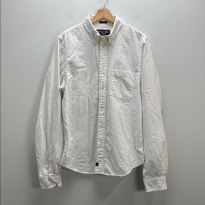Abercrombie & Fitch White Button Down Muscle Dress Shirt Mens XL Cotton Classic